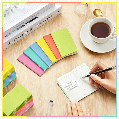 Outus 36 Pcs Pocket Notebook Mini Journal 2.5" x 4" Kraft Paper Mini Notepad Bulk Softcover Pocket Notepad Memo Diary Subject Notebooks for Student Traveler School(Candy Color)