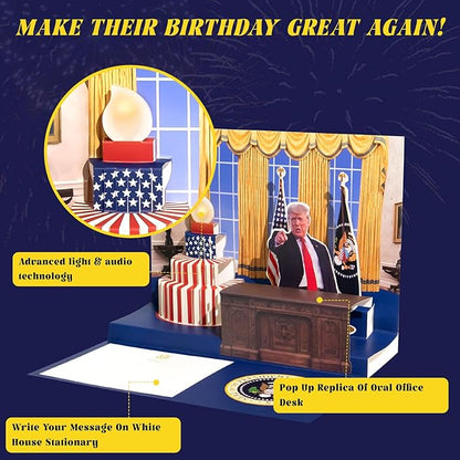 Pop Up Trump Birthday Card with Light & Sound - Greeting Card - Birthday - Oval Office
