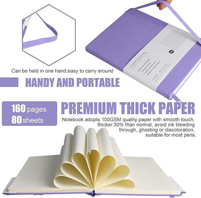 Lined Journal Notebook, 10Pack(Mauve), 160 Pages, Medium 5.7 inches x 8 inches - 100 gsm Thick Paper, Hardcover
