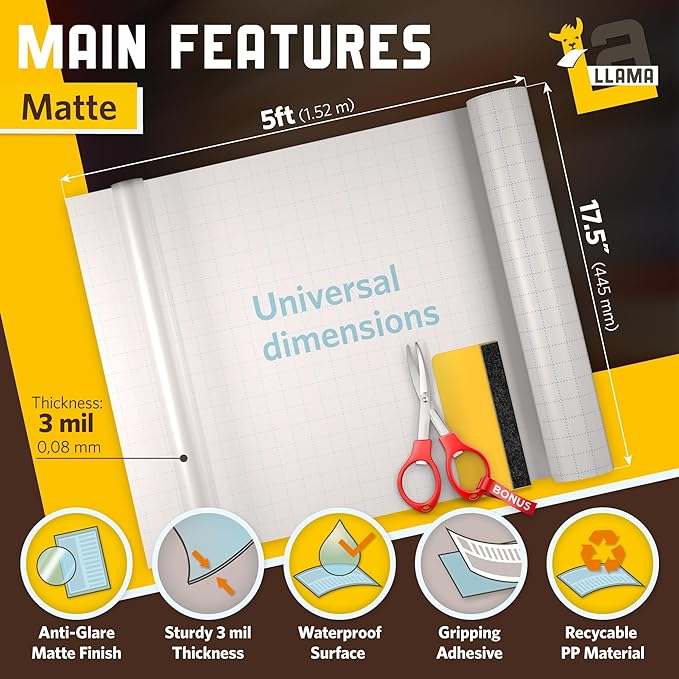Clear Matte Contact Paper - Multipurpose 18” x 5ft - Matte Self Adhesive Roll