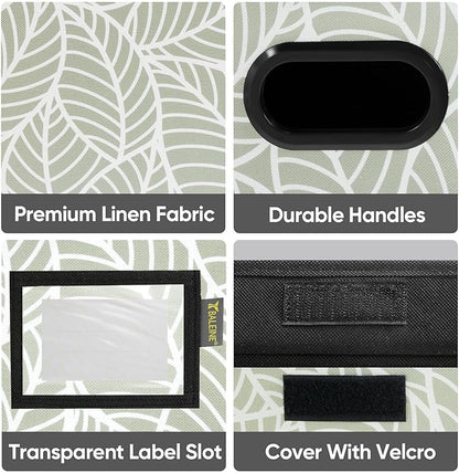 BALEINE File Organizer Box with Lid, Collapsible File Folder Organizer with Plastic Slide, Hanging File Folder Box for Office Document Storage (2 Pack, Antique Foliage)