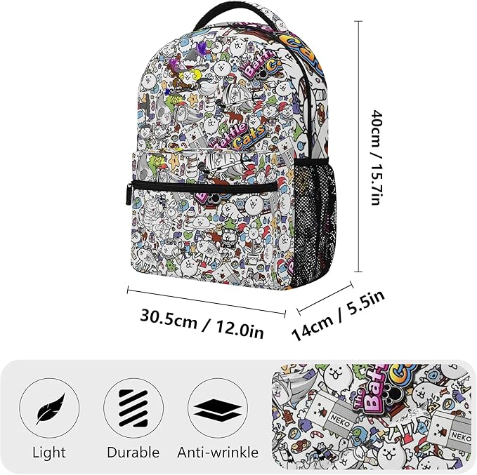 Cat Gaming Backpack Kids School Bag Lightweight Daypack Travel Laptop Bag Women Men Bookbags