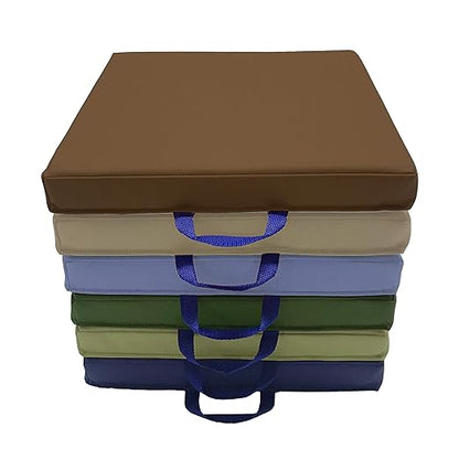 Factory Direct Partners SoftScape 15 inch Square Classroom Floor Cushions with Handles; Flexible Seating for Daycare, Preschool, Playroom; 2 inch Thick Deluxe Foam (6-Piece) - Earthtone, 12228-ET