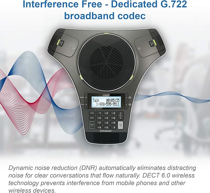 VTech VCS702 ErisStation DECT 6.0 Conference Phone with Two Wireless Mics Using Orbitlink Wireless Technology