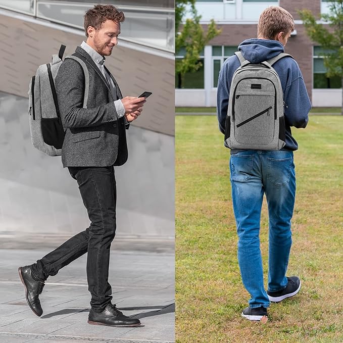 Laptop Backpack for Women, Anti Theft Backpack with USB Charging Port, 15.6 Inch Large Backpack for Travel Business (Grey)