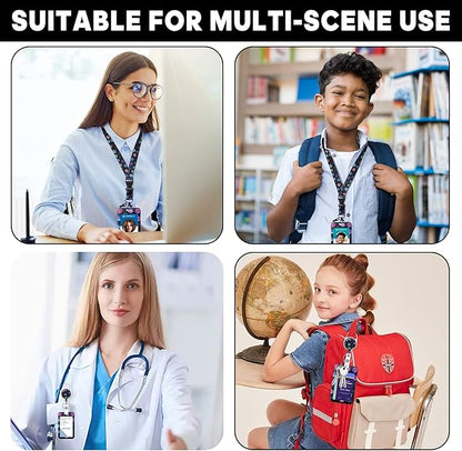 Cute ID Badge Holder with Lanyard Retractable Badge Reel Clip Funny Lanyards for ID Badges Name Tags Keychain for Office Teacher Doctor Student Women Men Nurse Accessories for Work