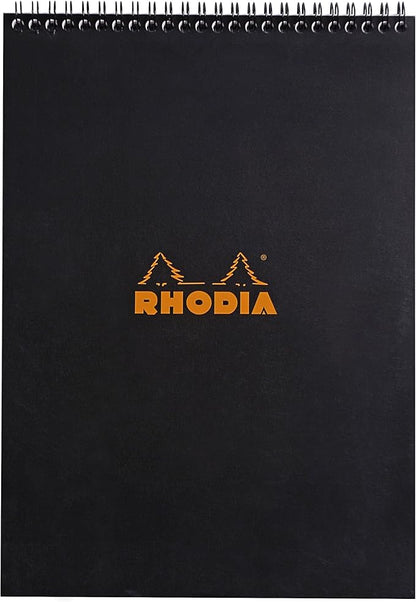 Rhodia - Wirebound Notepad - Graph - 80 Sheets - 8 1/4 x 11 3/4" - Black