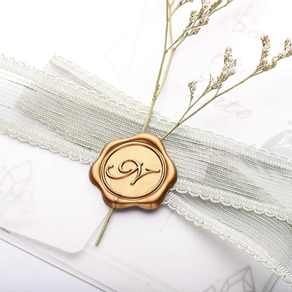 Yoption Initial N Wax Seal Stickers, 100 Pack Antique Gold Letter Self Adhesive Envelope Sealing Stickers for Wedding Party Birthday Christmas (N)