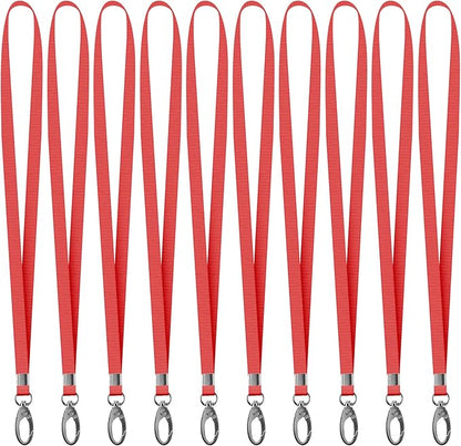 10 Pack Lanyards for ID Badges, Cruise Ship Cards, Keys, Keychain, Long-lasting Neck lanyard Strap with Clasp, Cruise Badge Key Lanyards for Men, Women, Teachers, Kids (Red)