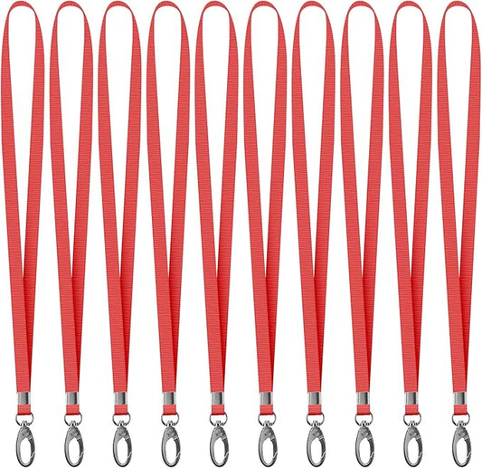 10 Pack Lanyards for ID Badges, Cruise Ship Cards, Keys, Keychain, Long-lasting Neck lanyard Strap with Clasp, Cruise Badge Key Lanyards for Men, Women, Teachers, Kids (Red)