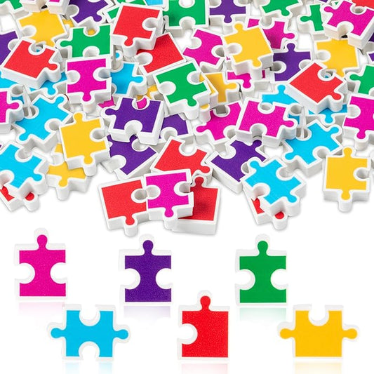 CJiangpo 60Pcs Puzzle Mini Eraser for Kids Bulk - Cute Puzzle Pieces Pencil Rubber Eraser Novelty 3D Desk Rubbers Birthday Party Favors Filler Kids Back to School Classroom Prizes Gifts