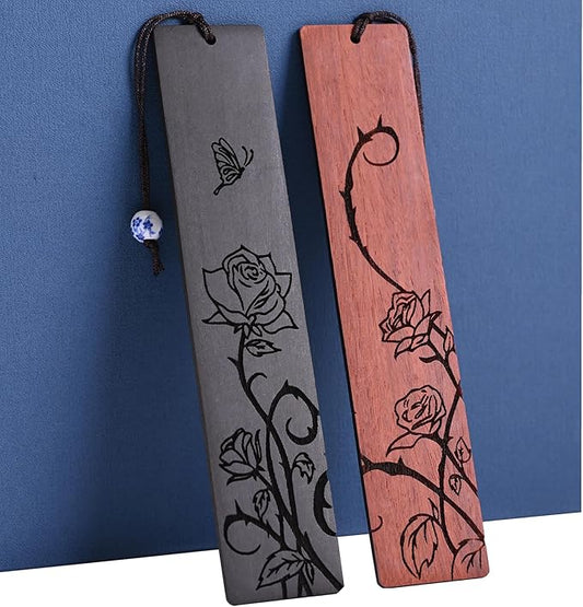 Cute Bookmarks for Women, Pretty Flower Bookmarks Rose Wooden Book Markers for Women, Bookish Gifts (Rose)