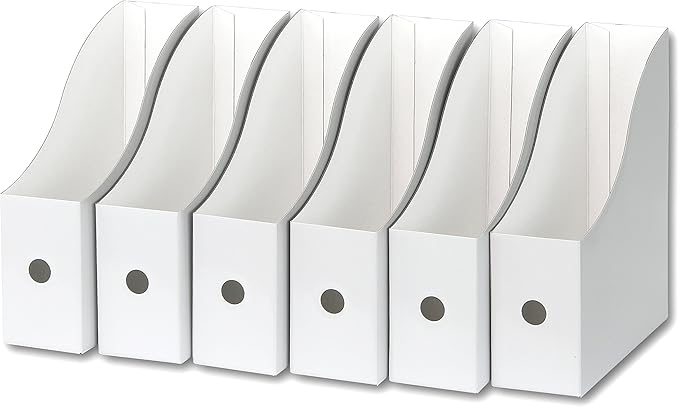 Simple Houseware White Magazine File Holder Organizer Box (Pack of 6)