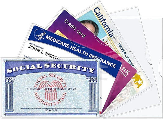 6 Pack Social Security Card Protector Sleeves/New Medicare Card Protector Sleeve/Credit Card Holder,24 Mil Soft Clear Card Sleeves for Waterproof SSN Card Protector/Credit Card Cover