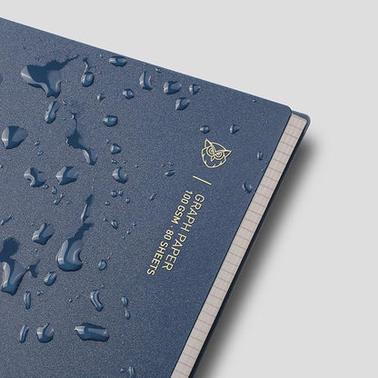 EMSHOI Graph Spiral Notebook 4 Pack, A5 Graph Paper Notebook/Journal, Waterproof PVC Cover, 100GSM Thick Paper, with Free Sticky Notes, 80 Sheets/160 Pages Per Book, 5.7" x 8.22", Coffee Blue