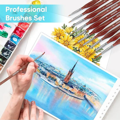 10PC Miniature Paint Brush for Fine Detailing, Detail Paint Brush, Mini Small Painting Brushes for Art, Crafts, Acrylic, Watercolor, Model, Face, Paint by Number, Citadel, Figurine (Brown)