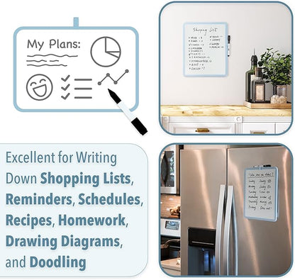 Mr. Pen- Dry Erase Board, 14” x 11” with a Black Dry Erase Marker, Blue Frame, Small White Board for Kids, Students, Small Dry Erase Board, Mini White Board