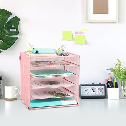 EASEPRES 5 Slot Desk Organizer Tray, Pink