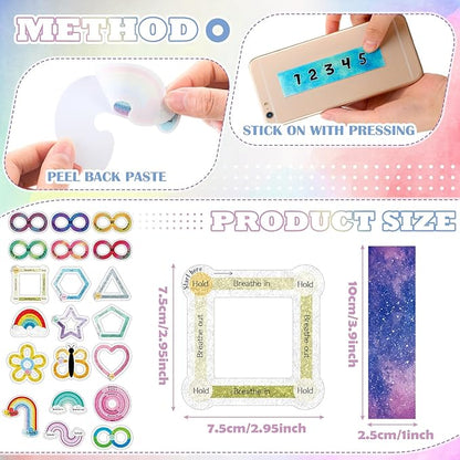 80 Pcs Anxiety Sensory Stickers with Inspirational Quotes Calm Textured Strips Relief Mental Health Stickers School Office Adhesive Sensory Tape Anti Stress Toys for Adults Teens (Fresh)