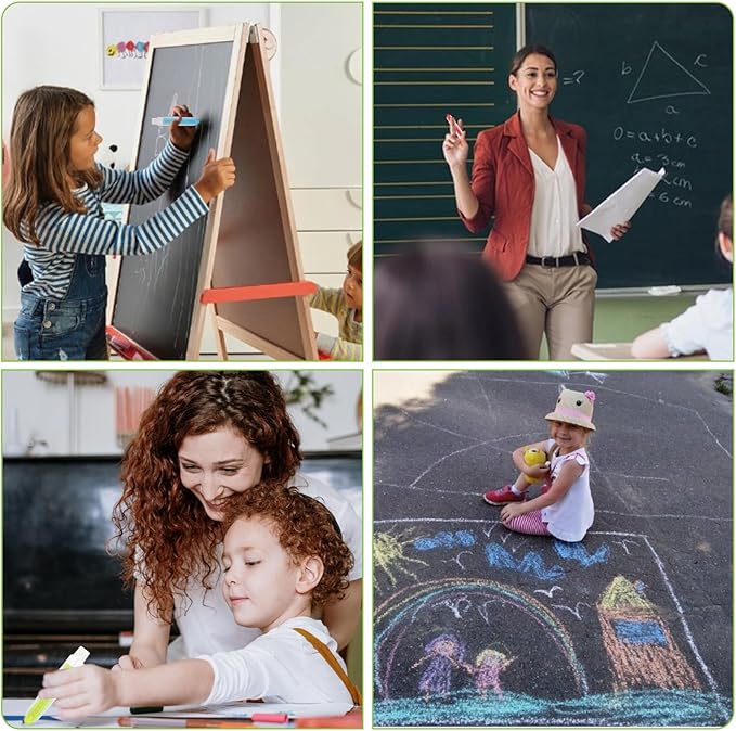 Utron 18 PCS Dustless Chalk for Kids with Pen Sleeve, Chalk for Chalkboard Chalk and Eraser Set, Colored Chalk Board Chalk, Washable Toddler Chalk Non Toxic Chalk for Doodling, Drawing, Writing