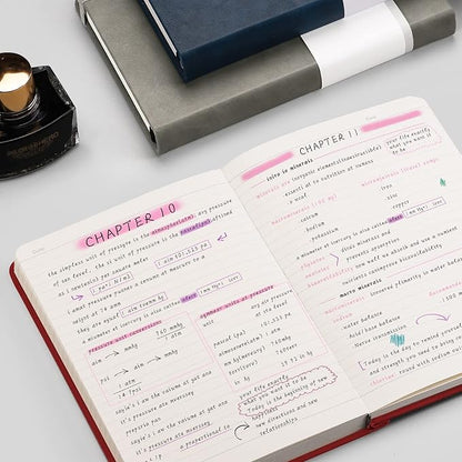 AHGXG Lined Journal Notebook - 320 Numbered Pages A5 College Ruled Notebook Thick Journal for Writing, 100gsm Lined Paper, Leather Hardcover, for Women Men Work Office School, 5.75'' X 8.38''-Red