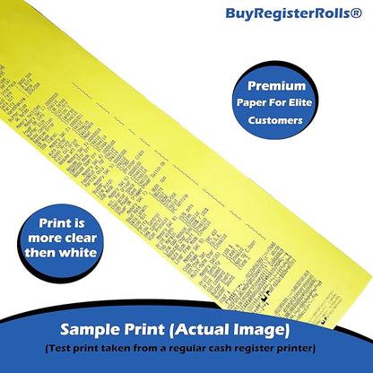 (32 Rolls) 3 1/8 x 180 Yellow Thermal Paper Receipt Rolls (60 GSM Paper Thickness) fits all Clover POS Cash Register Printers, Yellow Thermal Paper from BuyRegisterRolls