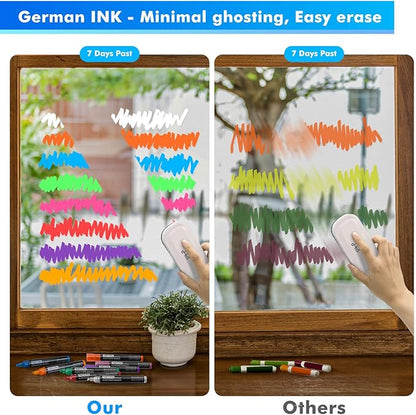 maxtek Neon Dry Erase Markers for Glass,Window Markers for Dry Erase Board,Chalkboard,LED Note Board,Acrylic Refrigerator Calendar,Chisel Tip,Low Odor,Assorted Colors,9 Count