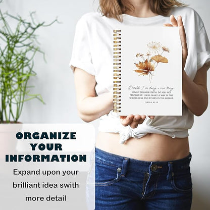 BearCake bible journaling notebook,christian journal bible for women,Bible Notebooks for Note Taking Behold I am Doing a New Thing Floral Christian Notebook bible Journal,Spiral Notebook 5.5x8.3