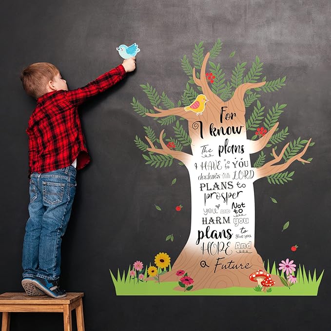 Classroom Tree Bulletin Board Set Bulletin Board Tree Cutouts, Classroom Tree Wall Decor for Elementary School Teacher Chalkboard Supplies (Bible Style)