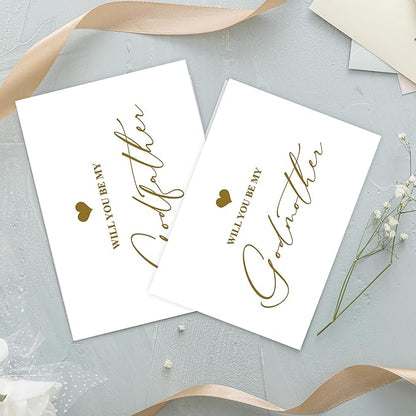 LADY&HOME Set of 2 Godparents Proposal Cards with Envelope,Will You Be My Godfather/Godmother Card Godparents Proposal Gift (C2:Godfather & Godmother)