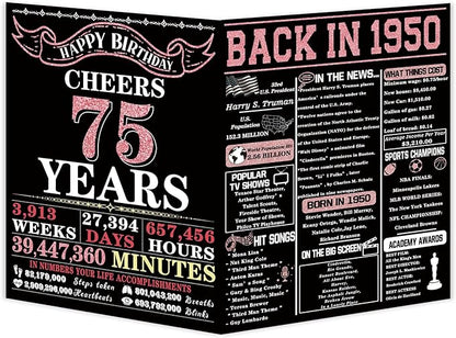 YiKaLus 75th Birthday Card for Dad Mom,Cool 75th Birthday Gifts for Him Her,Unique 75 Year Old Birthday Card Decoration for Women Men