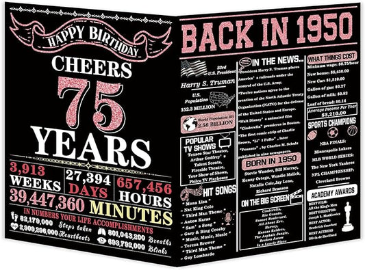 YiKaLus 75th Birthday Card for Dad Mom,Cool 75th Birthday Gifts for Him Her,Unique 75 Year Old Birthday Card Decoration for Women Men