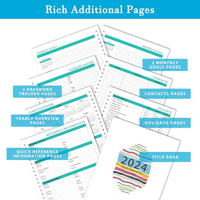 Weekly Planner Spiral Bound Jan. - Dec. 2024 Monthly Planners 2024-2025 8.5 x 11