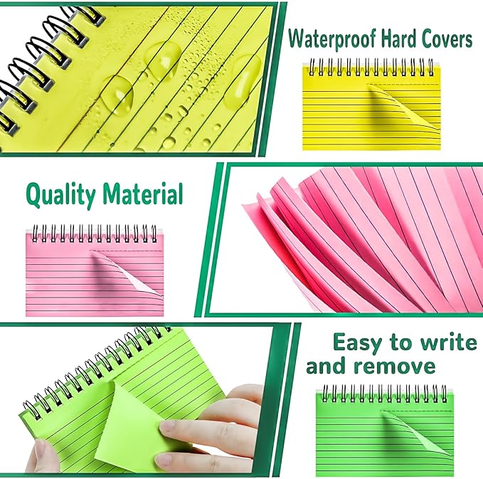 MotBach 250 Sheets Spiral Ruled Index Cards, 5 x 3 Inch, Multicolored Spiral Bound Lined Index Cards Learning Note Cards Flash Cards with PP Cover for Memory Learning Home School Office To Do List