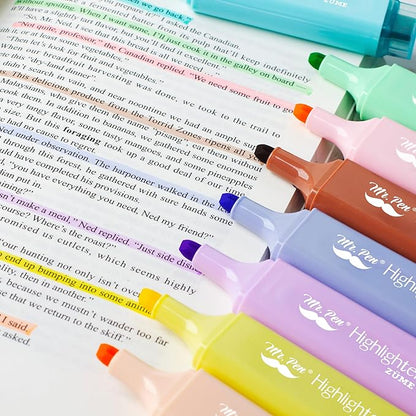 Mr. Pen- Pastel Highlighter, 8 pcs, Tank Style, Chisel Tip, Cute No Bleed Bible Highlighter, School Supplies