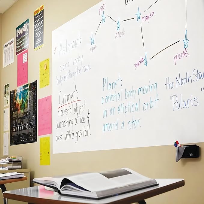 Dry Erase Adhesive Whiteboard Paper, 24" x 39" Stick on Magnetic Contact White Board Sticker on Wall for School, Office, Kitchen Fridge, Kids Drawing