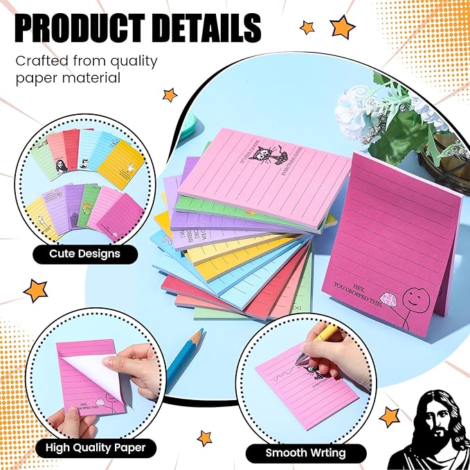 12 Pcs Funny Sticky Notes for Work 4x3 Inches Sarcastic Self Adhesive Notepads Novelty Memo Note Pads for Office Coworker Gifts Employee Appreciation Supplies(Funny)