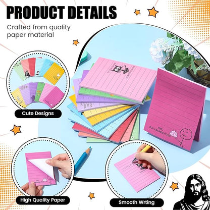 12 Pcs Funny Sticky Notes for Work 4x3 Inches Sarcastic Self Adhesive Notepads Novelty Memo Note Pads for Office Coworker Gifts Employee Appreciation Supplies(Funny)
