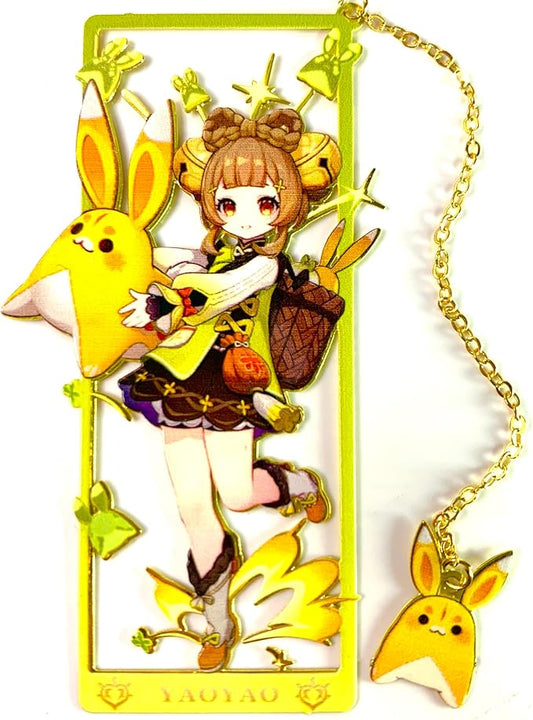 Genshin Impact Yaoyao Metal Bookmark - Anime Figure Merch with 3D Display Box - Birthday Gifts for Fans Friends Gamer Book Lovers - Zllada