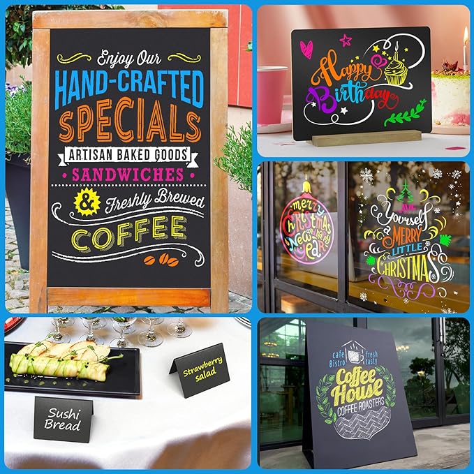 MaxGear Chalk Markers, 36 Color Liquid Chalk Marker for Blackboard, Wet Erase Window Markers for Glass Washable with 6mm Reversible Bullet & Chisel Tip for Chalkboard, Glass, Window, Mirror, 36 Pack