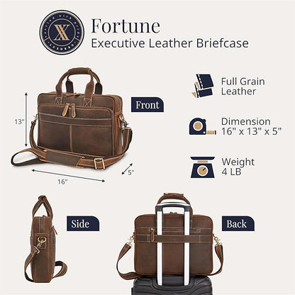 Luxorro Full-Grain Leather Briefcases for Men, Leather Laptop Briefcase For Men, Leather Bag, Leather Computer Bag For Men