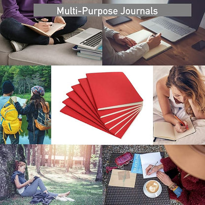 Simply Genius A5 Notebooks for Work, Travel, Business, School & More - College Ruled Notebook - Softcover Journals for Women & Men - Lined Note Books with 92 pages, 5.5" x 8.3" (Red, 6 pack)