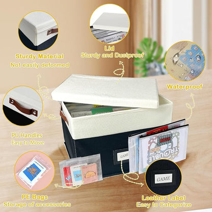 Board Game Storage, Board Game Organizer with 12pcs Zipper Bags and Writable Stickers, Board Game Organizers Storage with Lid for Office Supplies, Puzzles, Video Game, Craft Product