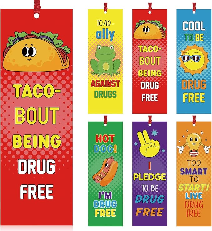 60 Pcs Red Ribbon Week Bookmark Drug Free Bookmarks Red Ribbon Awareness Bookmark Toad Ally Against Drugs Exchange Gifts for Kids Adult School Classroom Prizes Party Favors