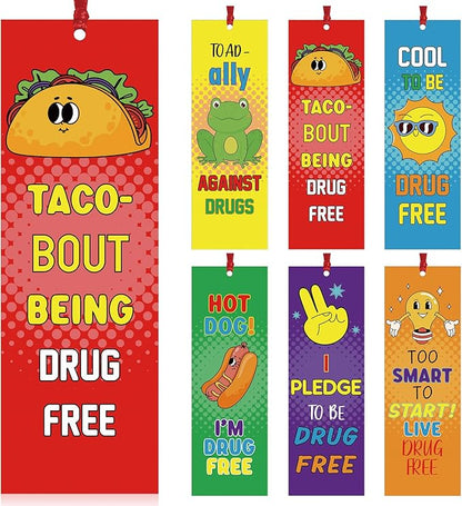 60 Pcs Red Ribbon Week Bookmark Drug Free Bookmarks Red Ribbon Awareness Bookmark Toad Ally Against Drugs Exchange Gifts for Kids Adult School Classroom Prizes Party Favors