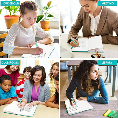 feela 12 Pack Notebooks Journals Bulk with 12 Black Pens, A5 Hardcover Notebook Classic Ruled Journal Set with Pen Holder for School Business Work Travel Writing, 120 GSM, 5.1”x8.3”, Emerald