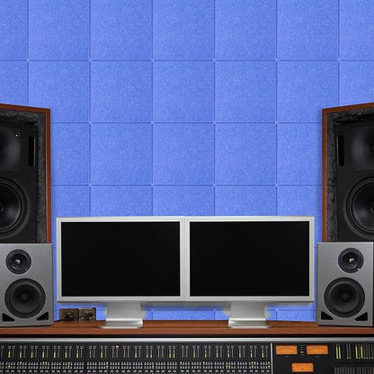 DOLLAR BOSS Large Cork Board for Wall 48" x 36" x 0.5" Bulletin Board 12 Packs Black Cork Board Tiles Self Adhesive Felt Wall Tiles with Pushpins, Corkboard for Office Pin Board Tack Board, Blue