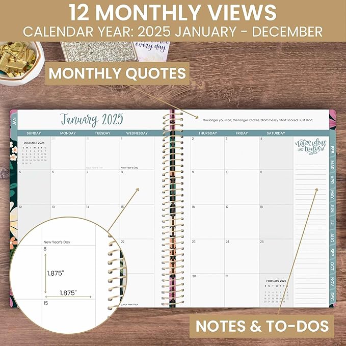 bloom daily planners 2025 (8.5" x 11") Calendar Year Day Planner (January 2025 - December 2025) - Weekly/Monthly Dated Agenda Organizer with Stickers & Tabs - Blooming Wildly