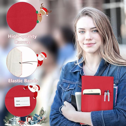 Canvas Book Covers, Washable Book Protector, Book Cover for Paperback Novels, Adjustable Book Cover for Hardcover with Pockets for Pen, Soft Cover Books, Book Lovers Gifts