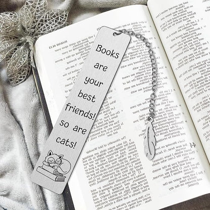 Funny Bookmarks for Book Lovers Reader Bookworm Books are Your Best Friends Teen Girls Boys Cat Bookmarks Cat Lover Gifts for Women Men Valentines Gifts for Him Her Book Club Christmas Gifts